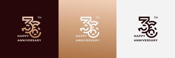 Anniversary design template 36th, 36 years anniversary, Creative design template for celebration, birthday and invitation. Editable file vector