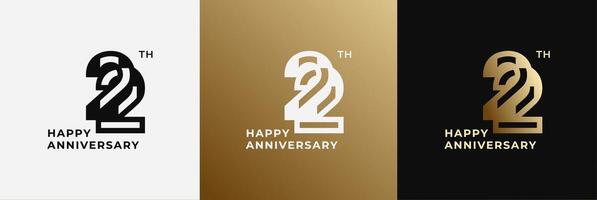 Anniversary design template 22th, 22 years anniversary, design template for celebration, birthday and invitation. Editable file vector