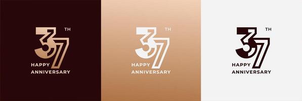 Anniversary design template 37th, 37 years anniversary, Creative design template for celebration, birthday and invitation. Editable file vector