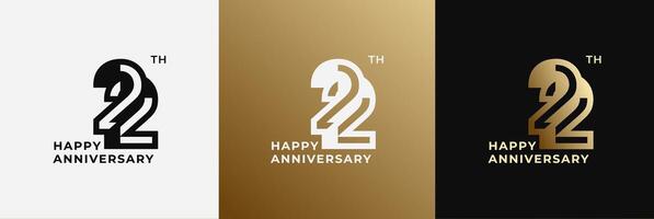 Anniversary design template 22th, 22 years anniversary, Creative template for celebration, birthday and invitation. Editable file vector