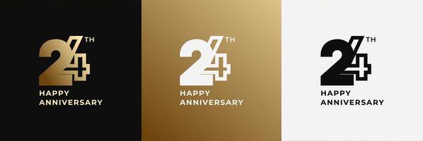 Anniversary design template 24th, 24 years anniversary, design template for celebration, birthday and invitation. Editable file vector