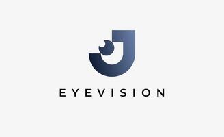 Logo Letter J and Eye Vision. Digital, visual with modern concept. Editable file. vector