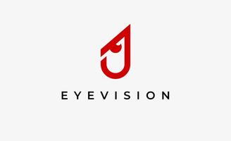 Logo Letter J and Eye Vision. Digital, visual modern and minimalist concept. Editable file. vector
