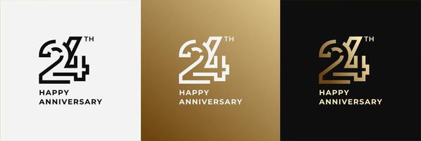 Anniversary design template 24th, 24 years anniversary, Creative design template for celebration, birthday and invitation. Editable file vector