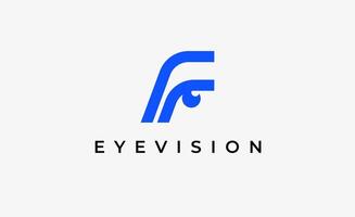 Logo alphabet F and Eye Vision. Digital, visual with modern and minimalist concept. Editable file. vector