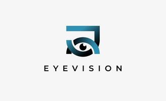 Logo Letter J and Eye Vision. Digital, visual with modern and minimalist concept. Editable file. vector