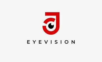 Logo alphabet J and Eye Vision. Digital, visual modern minimalist concept. Editable file. vector