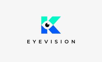 Logo Letter K and Eye Vision. Digital, visual with modern and minimalist concept. Editable file. vector