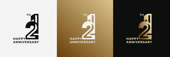 Anniversary design template 21th, 21 years anniversary, Creative template for celebration, birthday and invitation. Editable file vector