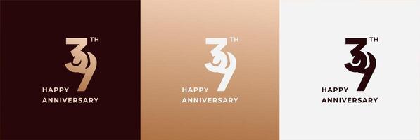 Anniversary design template 39th, 39 years anniversary, design template for celebration, birthday and invitation. Editable file vector