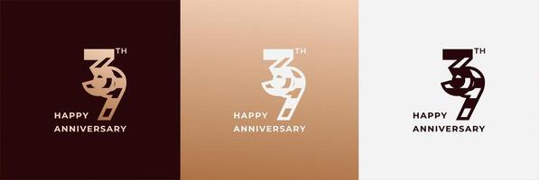 Anniversary design template 39th, 39 years anniversary, Creative design for celebration, birthday and invitation. Editable file vector