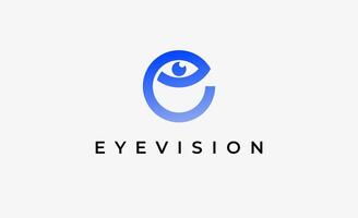Logo alphabet E and Eye Vision. Digital, visual with modern and minimalist concept. Editable file. vector
