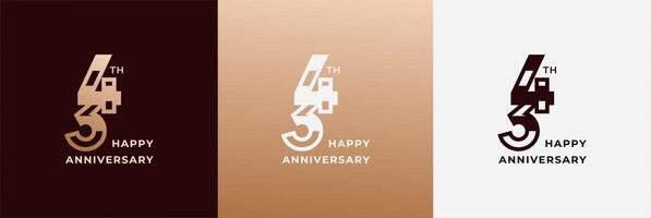 Anniversary design template 34th, 34 years anniversary, design template for celebration, birthday and invitation. Editable file vector