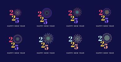 Creative design Happy New Year 2025 with fireworks colorful trendy new year 2025 design template. vector