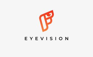 Logo Letter F and Eye Vision. Digital, visual with modern and minimalist concept. Editable file. vector