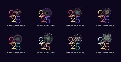Creative design Happy New Year 2025 with fireworks colorful concept. trendy new year 2025 template. vector