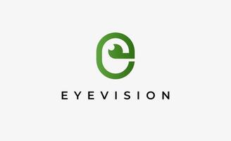 Logo Letter E and Eye Vision. Digital, visual with modern concept. Editable file. vector