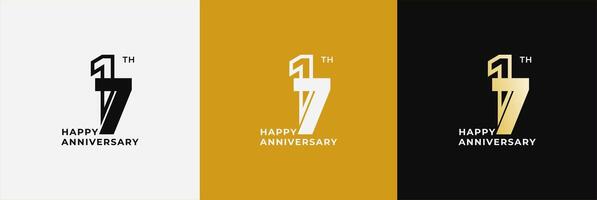 Anniversary design template 17th, 17 years anniversary, Creative design template for celebration, birthday and invitation. Editable file vector