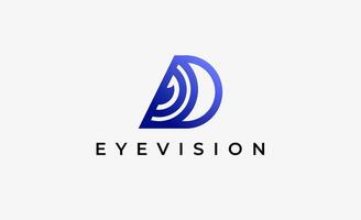 Logo Letter D and Eye Vision. Digital, visual with modern and minimalist concept. Editable file. vector