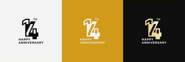 Anniversary design template 14th, 14 years anniversary, Creative template for celebration, birthday and invitation. Editable file vector