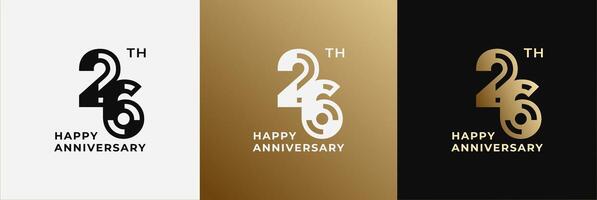 Anniversary design template 26th, 26 years anniversary, design template for celebration, birthday and invitation. Editable file vector