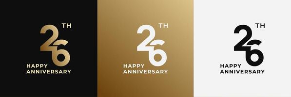 Anniversary design template 26th, 26 years anniversary, Creative design template for celebration, birthday and invitation. Editable file vector
