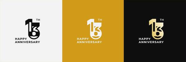Anniversary design template 13th, 13 years anniversary for celebration, greeting, birthday and invitation. Editable file vector