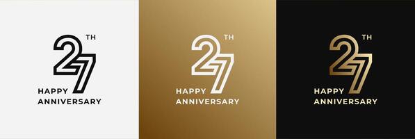 Anniversary design template 27th, 27 years anniversary, Creative design template for celebration, birthday and invitation. Editable file vector