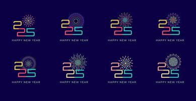 Creative Happy New Year 2025 with fireworks colorful concept. trendy new year 2025 design template. vector