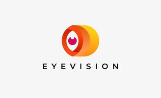 Logo alphabet D and Eye Vision. Digital, visual modern minimalist concept. Editable file. vector