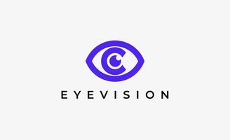 Logo Letter C and Eyeball. Digital, visual with modern and minimalist concept. Editable file. vector