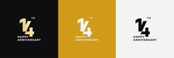 Anniversary design template 14th, 14 years anniversary, design template for celebration, birthday and invitation. Editable file vector