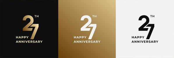 Anniversary design template 27th, 27 years anniversary, design template for celebration, birthday and invitation. Editable file vector