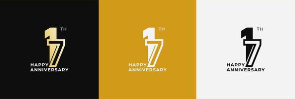 Anniversary design template 17th, 17 years anniversary, design template for celebration, birthday and invitation. Editable file vector