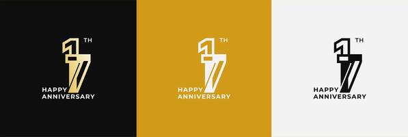 Anniversary design template 17th, 17 years anniversary, Creative template for celebration, birthday and invitation. Editable file vector