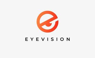 Logo Letter E and Eye Vision. Digital, visual with modern and minimalist concept. Editable file. vector