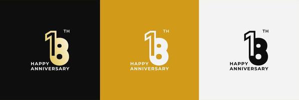 Anniversary design template 18th, 18 years anniversary, Creative template for celebration, birthday and invitation. Editable file vector