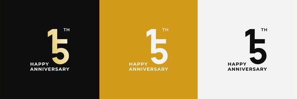 Anniversary design template 15th, 15 years anniversary, design template for celebration, birthday and invitation. Editable file vector