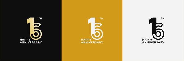 Anniversary design template 16th, 16 years anniversary, design template for celebration, birthday and invitation. Editable file vector