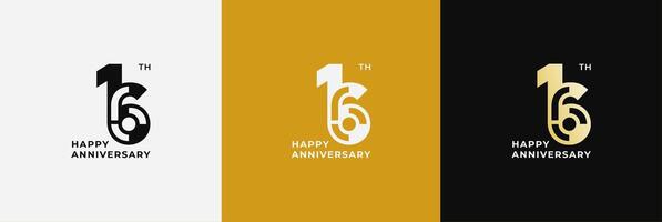 Anniversary design template 16th, 16 years anniversary, Creative template for celebration, birthday and invitation. Editable file vector
