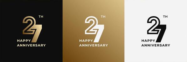 Anniversary design template 27th, 27 years anniversary, Creative template for celebration, birthday and invitation. Editable file vector