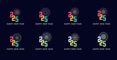 Creative design Happy New Year 2025 fireworks colorful concept. trendy new year 2025 design template. vector