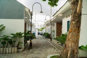 A public housing complex for underprivileged people that is small in size but has aesthetic shapes and colors, and the environment is comfortable photo