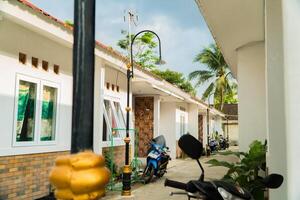 A public housing complex for underprivileged people that is small in size but has aesthetic shapes and colors, and the environment is comfortable photo