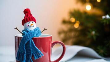 Snowman in a Red Mug photo