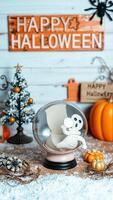 Mummy in a Glass Ball for Halloween Decorations photo