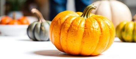 Closeup of a Vibrant Orange Pumpkin photo