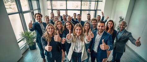 confident team showing unity success photo