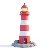 A red and white lighthouse on a white background photo