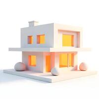 3d rendering of a modern house with orange lights photo